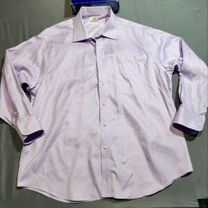 IKE-EZE Behar Dress Shirt Button Up Front Pocket Men Lavender 17.5/34 Cotton